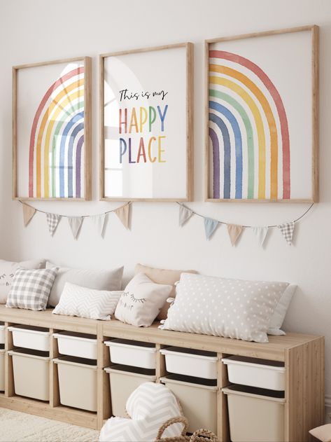 This is my happy place sign Twin Bedroom Decor, Sibling Wall Art, Rainbow Decor Bedroom, Sister Bedroom, Sisters Wall Art, Rose Bedroom, Rainbow Bedroom, Ideas Habitaciones, Stella Rose