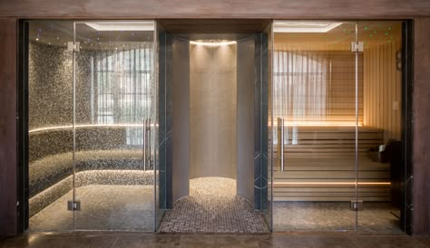 Home Steam Room, Sauna Bathroom Design, Steam Room Shower, Luxury Spa Bathroom, Indoor Swimming Pool Design, Home Spa Room, Indoor Pool Design, Wellness Room, Sauna House