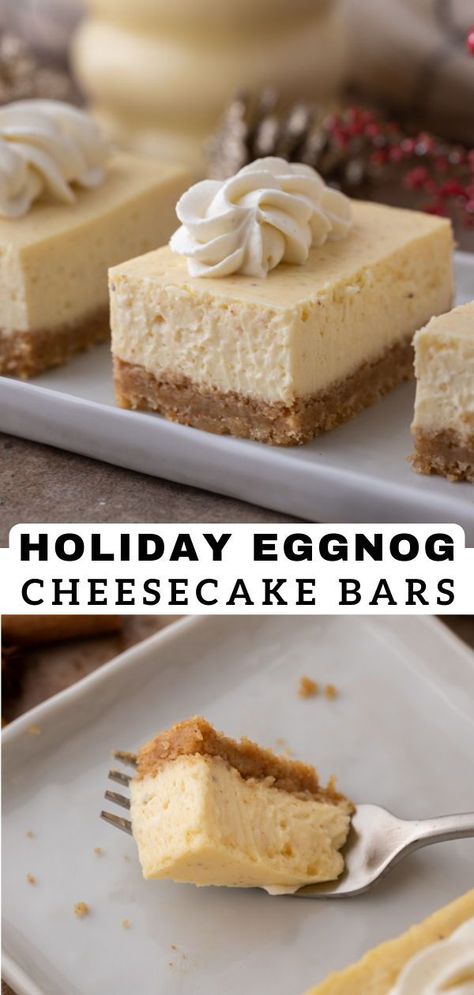 Eggnog Dessert, Eggnog Recipes, Christmas Bakes, Holiday Eggnog, Eggnog Cheesecake, Cookie Contest, Favorite Holiday Desserts, Easy Holiday Desserts, Baking Stuff