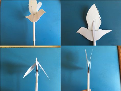 instructions on how to create a puppet with moving wings from paper and a pencil Bird Paper Craft, James And Giant Peach, Bird Puppet, Horse Template, Flying Paper, Fly Paper, Bird Template, Diy Wings, Corrugated Card