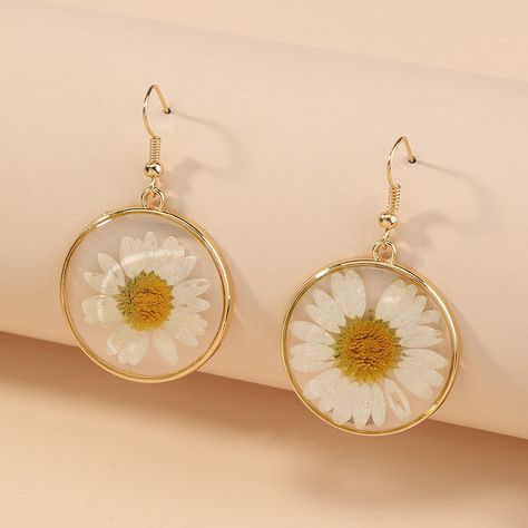 Vintage Drop Earrings, Gold Jewelry Gift, Casual Earrings, Sunflower Earrings, Bee Pendant, Alloy Earrings, Daisy Earrings, Daisy Flowers, Round Circle