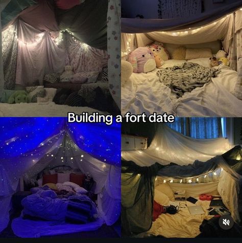 Relationship Monthly Goals, Building A Fort Date, Cute At Home Dates Ideas, Dorm Date Ideas, Things To Do With Significant Other, Romantic Setup At Home Date Ideas, Cute Small Date Ideas, Cute Couple Stuff Ideas, Couple Goal Activities