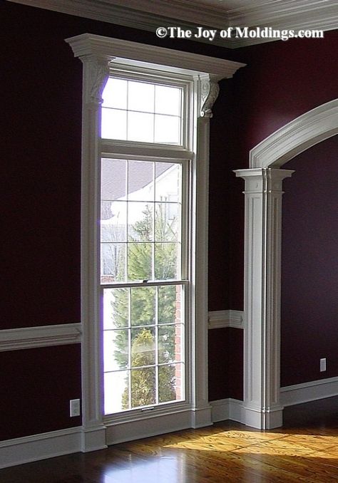 Window Trim Ideas Interior, Window Molding Trim, Window Cornices, Victorian Windows, Luxury Windows, Cornice Design, Luxury Dining Tables, Window Trim Exterior, Window Molding