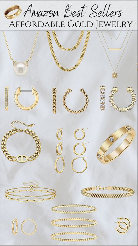 Gold jewelry gold bracelets, rings, necklaces, earrings Jewelry Accessories Necklaces Gold, Gold Amazon Jewelry, Best Places To Buy Jewelry, Amazon Must Haves Jewelry, Non Tarnish Gold Jewelry, Affordable Gold Jewelry, Real Gold Jewelry For Women, Basic Gold Jewelry, Amazon Gold Jewelry