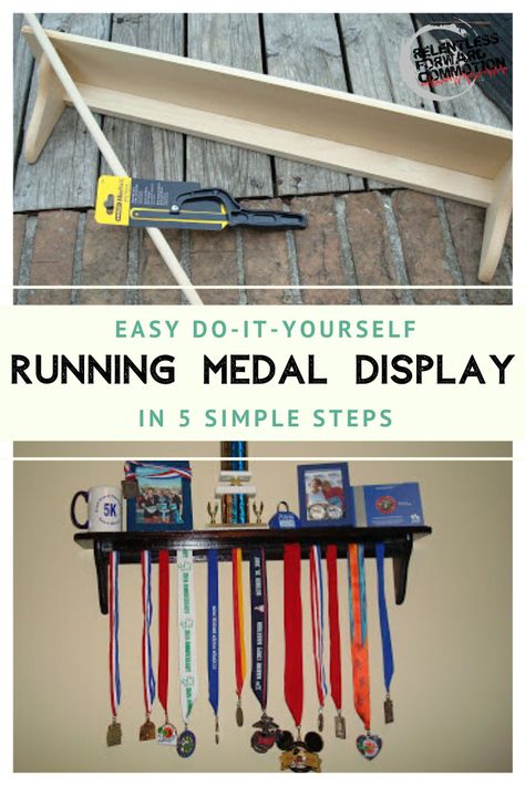 Display For Medals And Ribbons, Medal Display Ideas Diy Wood, Diy Running Medal Display, Trophy And Medal Display Ideas Diy, Ribbon And Medal Display Ideas, Sports Medal Display Ideas Diy, Race Medal Display Ideas, How To Display Medals, Medal Hanger Diy