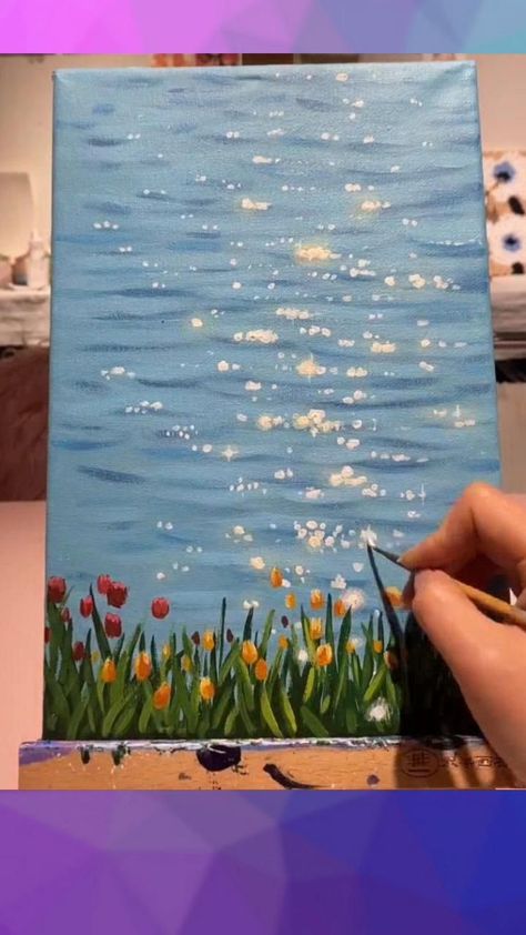 Glowing Lake, Lukisan Lanskap, Canvas Art Painting Abstract, Kitty Painting, Tutorial Painting, Painting Ideas On Canvas Easy, Seni Pastel, Aesthetic Painting Ideas, Hippie Painting