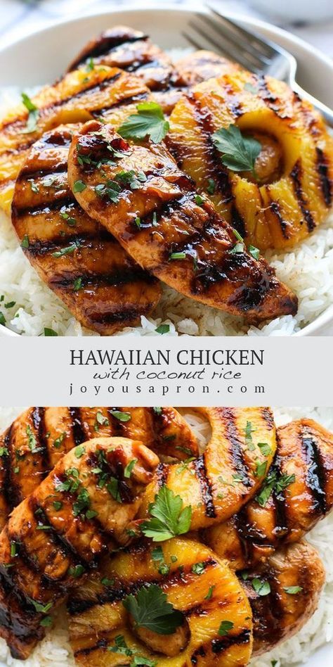 Chicken Pineapple, Flavorful Dinner, Pineapple And Coconut, Hawaiian Chicken, One Pot Dinners, Idee Pasto, Dinner Meal, Summer Recipes Dinner, Grilled Pineapple