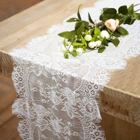 PRICES MAY VARY. ❤ Package Includes: You will get 4pcs 14 x 120-Inch length rustic white lace table runners rectangular. ❤ High Quality: The classic rose floral patterns lace table runners made of high quality lace fabric, soft, comfortable and durable. Not easily loose thread with exquisite edge, safe and environmental friendly. ❤ Widely Application: The boho style table runner make your special moments even more memorable, suitable for wedding, bridal shower, baby shower, homes, hotels, garden Romantic Candle Light Dinner, Majlis Perkahwinan, Blonde Lob, Rustic Rose, Boho Table Runner, Lace Table Runner, Tafel Decor, Boho Table, Lace Runner