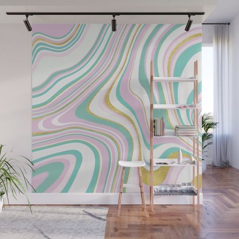 With our Wall Murals, you can cover an entire wall with a rad design - just line up the panels and stick them on. They’re easy to peel off too, leaving no sticky residue behind. With crisp, vibrant colors and images, this stunning wall decor lets you create an amazing permanent or temporary space. Available in two floor-to-ceiling sizes.    - Size in feet: 8’ Mural comes with four 2’(W) x 8’(H) panels  - Size in feet: 12' Mural comes with six 2’... Wall Mural Abstract, Mural Abstract, Marble Wall Mural, Wall Murals Diy, Colourful Living Room Decor, Room Wall Painting, Bedroom Murals, Wall Murals Painted, Removable Wall Murals