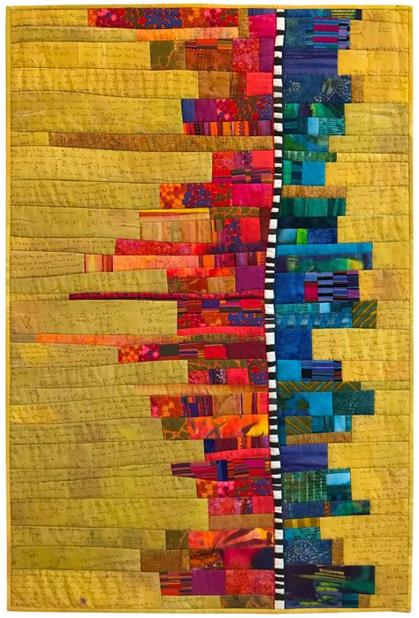 Art Quilt Wall Hangings, Quilt Modern Patterns, Jean Wells Quilts Art, Modern Art Quilts, Art Quilts Inspiration, Art Deco Quilt, Artsy Quilts, Modern Quilt Designs, Improv Quilt