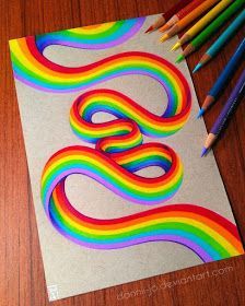 Rainbow Ribbon by Danielle Washington #pencildrawing #pencil #drawing #creative Rainbow Drawing, Desen Realist, Prismacolor Art, Rainbow Ribbon, Etsy Instagram, Pencil Art Drawings, Rainbow Art, Color Pencil Art, Color Pencil Drawing