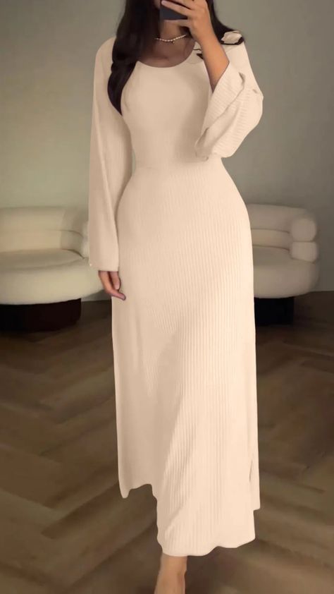 Professional Dress For Women, Church Outfit Fall, Bekväma Outfits, Vintage Long Dress, Casual Professional, Lantern Sleeve Dress, Long Sleeve Evening Dresses, Dress Sleeve Styles, فستان سهرة