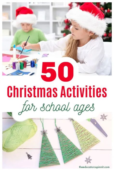 50+ Christmas Activities for School Ages School Christmas Activities, Christmas Activities For School, Kids Learning Games, Holidays Activities, School Age Activities, Children Reading, Fun Christmas Activities, Christmas Activities For Kids, 50 Christmas