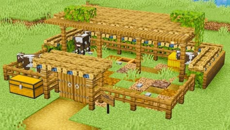 Animal Farm Minecraft, Minecraft Horse Stables, Farm In Minecraft, Minecraft Horse, Farm Minecraft, Minecraft Welten, Rumah Minecraft Sederhana, Minecraft Interior Design, Bangunan Minecraft