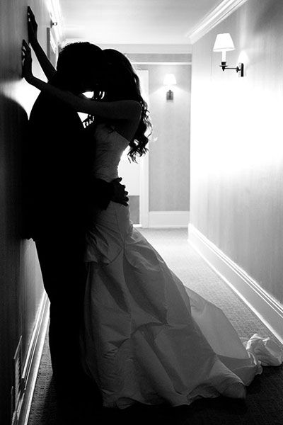 Why We Love It: We love the passion in this romantic, sensual shot. Why You Love It: "Love the silhouette. Just sexy and romantic all in one!!" —Stacy M. "I want what they have." —Angela M. "Such love and passion." —Nicole N. "This is a picture I think I need our photographer to take!!! :) LOVE IT." —LeVell & Stacy Wedding "Love it in black and white and the touch of solitude!" —Long Island Wedding & Event Planners Boutique Creative Wedding Pictures, Wedding Portrait Poses, Pose Fotografi, Unique Wedding Photos, Wedding Picture Poses, Romantic Wedding Photos, Wedding Photography Styles, Wedding Photos Poses, Photo Couple