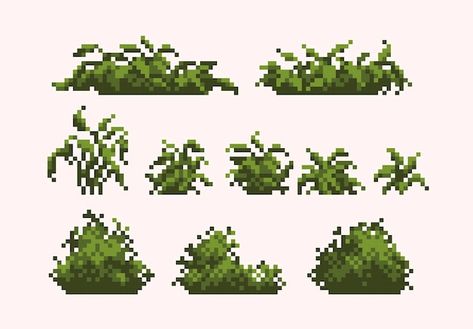 Backyard bushes pixel art icon set tropi... | Premium Vector #Freepik #vector #pixel-tree #shrubs #bush #pixel-art Grass Pixel Art, Backyard Bushes, Pixel Art Icon, Piskel Art, Pixel Animation, Pixel Art Tutorial, Arte 8 Bits, Pixel Art Characters, Cute Sketches