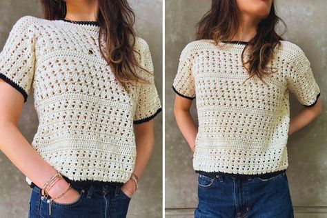 Astoria Simple Lace Crochet Top - Free Crochet Pattern Top Pattern Free, Lace Crochet Top, Start Crocheting, Crochet Tote Pattern, Crochet Women, Simple Lace, Dress With Shawl, Crochet Lace Top, Malabrigo Yarn