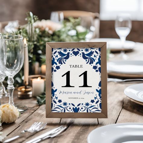 Mexican Otomi Blue Floral Elegant Fiesta Wedding Mexican Otomi, Fiesta Wedding, Wedding Table Number, Mexican Wedding, Wedding Table Numbers, Table Number, Table Numbers, Wedding Suits, Wedding Table