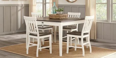 Counter Height Dining Room Table Sets for Sale White Dining Room Sets, Pub Table And Chairs, Counter Height Dining Table Set, Dining Room Table Set, Dining Furniture Sets, Counter Height Dining Table, 5 Piece Dining Set, Wood Counter, Counter Height Dining Sets