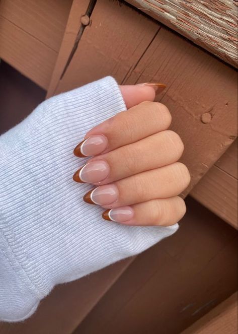 #MinimalistNails #MinimalistNailDesigns #SimpleNailArt #ChicMinimalNails #MinimalistManicure #MinimalNails2024 #MinimalistNailInspo #MinimalNailDesignIdeas #CleanNailArt #ElegantMinimalistNails #SleekNailDesigns #ClassyMinimalNails #SubtleNailDesigns #ModernMinimalistNails #MinimalistNailTrends Nails Acrylic Fall French Tip, Nail Designs Fall Almond Shape, Brown French Tip Nails With White Line, French Tip With Halloween Design, Brown Fall French Tip Nails, Fall Brown French Tip Nails Almond, White And Brown French Tip Nails, Nails For Fall Almond Shape, Fall French Acrylic Nails