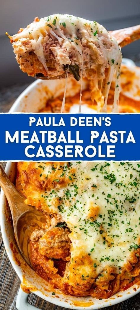 HOW TO MAKE PAULA DEEN’S MEATBALL PASTA CASSEROLE Meatball Pasta Casserole, Meatball Pasta Bake, Meatball Casserole Recipe, Easy Meatball, Meatball Casserole, Meatball Pasta, Paula Deen Recipes, Meatball Recipes Easy, Meatballs Easy