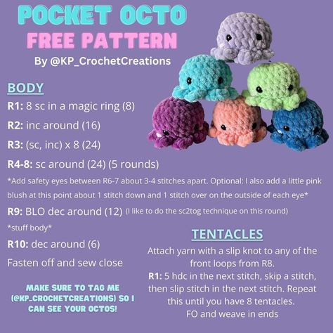 Octopus Crochet Pattern, Crochet Dreams, Knitting Quotes, Knit Cardigan Pattern, Crochet Octopus, Crochet Baby Toys, Crochet Design Pattern, Diy Crochet Projects, Crochet Patterns For Beginners