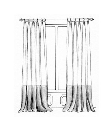 Fan Pleated Draperies. Not the traditional pinch pleat but just as functional, these pleats are pinched at the top and look great with decorative rods and rings. Вентилятор плиссе Шторы. Goblet Pleat Drapes, Drapery Drawing, Yardage Chart, Curtain Drawing, Custom Slipcovers, Pleated Drapery, Modern Remodel, Scene Drawing, Pleated Drapes