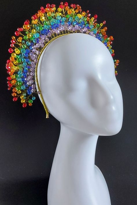 Rainbow crown, Bright crown, Rainbow Wedding crown, Flower crown,LGBT crown, Lbtq headpiece, Queer crown,Pride crown, Crystal crown Wedding Crown Flower, Rainbow Crown, Rainbow Costumes, Camp Fashion, Rainbow Accessories, Crown Crystal, Diy Crown, Crown Flower, Rainbow Wedding