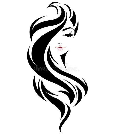 Hair Poster Design, Logo Design Women, Hair Logo Design, Hair Poster, Logo Silhouette, Long Hair Style, Hair Salon Logos, Hair Vector, Salon Logo Design