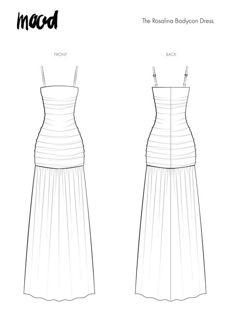 Pattern Design For Clothes, Trumpet Dress Pattern, Free Sewing Patterns Mood, How To Make A Wrap Dress, Fit And Flare Dress Sewing Pattern, Print Clothes Design, Free Mini Dress Pattern, Mood Fabrics Free Pattern, Stitching Dresses Tutorials