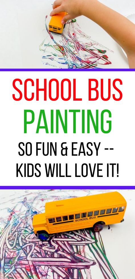 School Bus Painting, Fun Art Projects For Kids, School Bus Art, Bus Painting, School Bus Crafts, Bus Crafts, Bus Safety, Toddler Themes, Art Activities For Toddlers