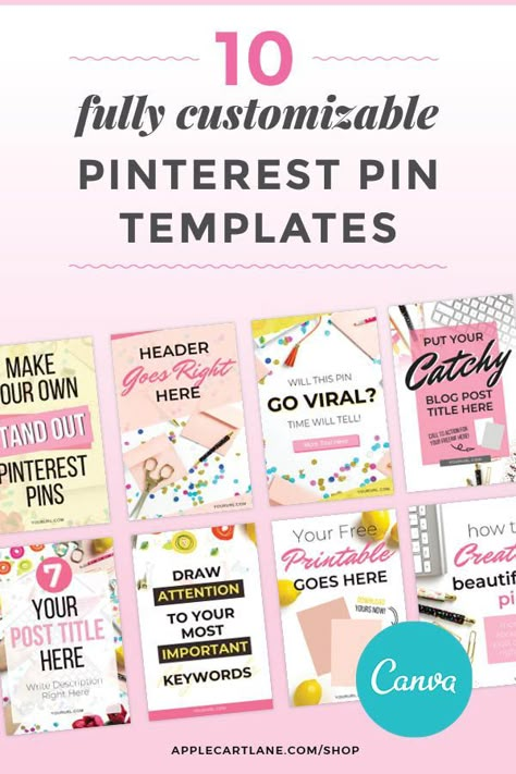 Here's 10 fully customizable Pinterest pin templates for Canva! Perfect pinterest pin design every time. Pinterest pin ideas, pinterest marketing, pinterest strategy, Pinterest pin size, Pinterest pin graphic, Canva tutorial, Canva pinterest pin Pin Ideas Pinterest, Canva Secrets, Create A Pin, Pinterest Pin Design, Tutorial Canva, Diy Graphic Design, Pin Templates, Learn Pinterest, Pinterest Graphics