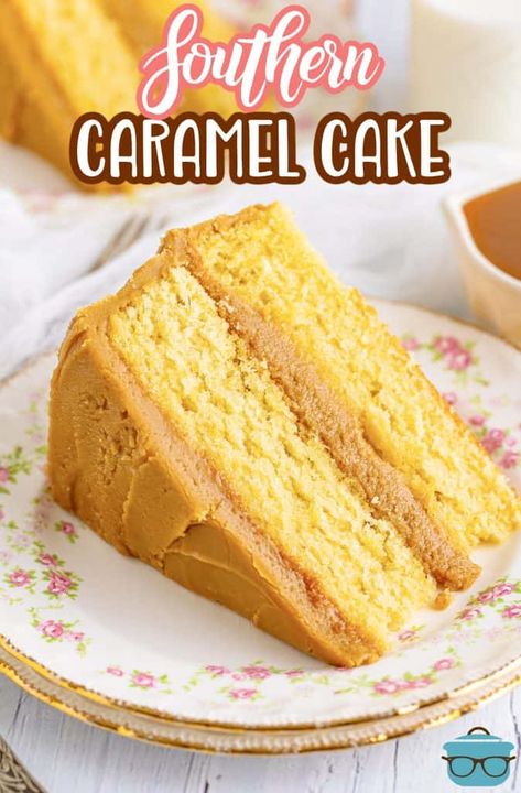 Southern Caramel Cake Recipe Easy, No Cook Caramel Frosting, Vanilla Cake Caramel Frosting, Caramel Sponge Cake Recipes, Carmel Sheet Cake Recipe, Classic Southern Caramel Cake, Carmel Cake Recipe Homemade, Caramel Cake Frosting, Easy Caramel Cake