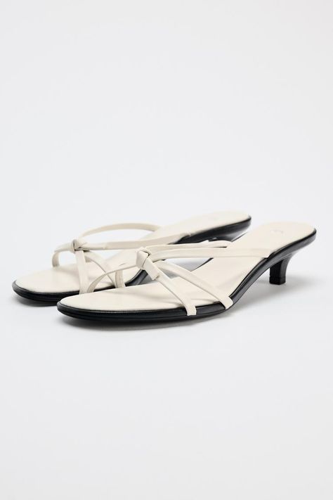 STRAPPY LEATHER SANDALS WITH BOW - White | ZARA Canada