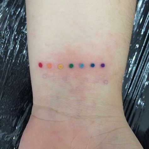 Discover | Tattoodo Rainbow Barcode Tattoo, Rainbow Dot Tattoo, Rainbow Dots Tattoo, Love Is Love Tattoo, Lgbtq Tattoos Ideas, Dot Tattoo Meaning, Lgbtq Tattoos, Lgbt Tattoos, Gay Tattoos