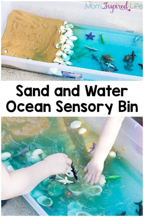 Ocean Sensory Bin, Sand Art Projects, Ocean Sensory, Ocean Habitat, Kids Sensory Play, Slime For Kids, Play And Learn, Summer Crafts For Kids, Cool Art Projects