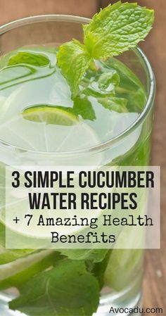 Cucumber water is a great healthy drink to reach for next time you're feeling thirsty or want a light detox. Learn how it can help you lose weight plus get 3 simple detox water recipes to start off with! http://avocadu.com/7-benefits-of-drinking-cucumber Cucumber Water Recipe, Simple Detox, Cucumber Detox Water, Water Ideas, Cucumber Diet, Lemon Diet, Cucumber Water, Clean Eating Challenge, Smoothie Packs