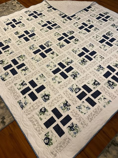 Scrappy Nine Patch Quilt Patterns, Quilts With Rectangles, Wedding Quilts Ideas Free Pattern, Disappearing 4 Patch Quilt Pattern, Blue Quilt Patterns, Wall Quilt Patterns, Two Color Quilts, Black And White Quilts, Free Motion Quilting Patterns