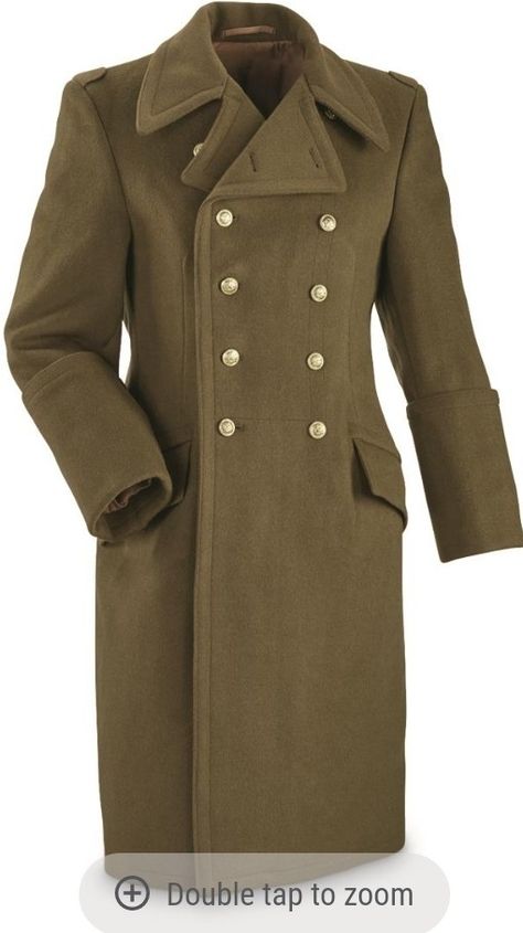 Hungarian Long green wool women's military coat Military Trench Coat, Long Coat Men, Great Coat, Wool Overcoat, Long Winter Coats, Military Coat, Military Surplus, Double Breasted Trench Coat, Tuxedos