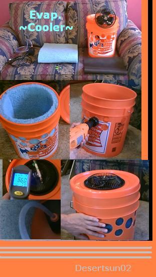 Diy Air Cooler Homemade, Diy Evaporative Cooler, Diy Swamp Cooler How To Build, 5 Gallon Bucket Ac, 5 Gallon Bucket Ideas, Homemade Swamp Cooler, Diy Swamp Cooler, Bucket Air Conditioner, Swamp Coolers