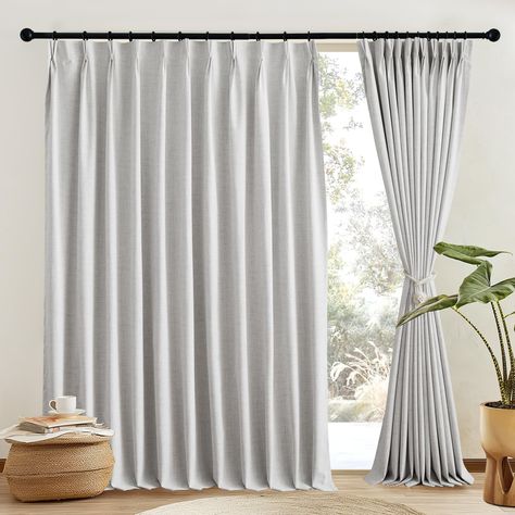 PRICES MAY VARY. Ready Made: Each package includes 2 panels of pinch double-pleated thick linen blend curtains with bonus firm plastic hooks. The back tab design allows both standard and decorative curtain rods up to 2 in diameter. 100% Blackout: The linen real blackout curtains sewn with grey liner backing to keep out the sunlight and UV rays completely. Also offers you a really dark environment, bringing you a good night's sleep during the day. Versatile Tops: You will get a more gathered fabr Natural Linen Curtains, Versatile Tops, Tab Design, Dark Environment, Linen Blackout Curtains, Gathered Fabric, Decorative Curtain Rods, Drape Panel, Better Style