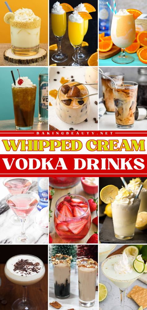 Want more easy 4th of July drinks? Check out these summer cocktail ideas! They're different vodka recipes featuring vanilla whipped cream. Flavored with orange, strawberry, chocolate, and more, these are the BEST Whipped Cream Vodka Drinks! Whipped Cream Smirnoff Drink Recipes, Whipped Cream Drinks, Smirnoff Whipped Cream Vodka Recipes, Whipped Cream Vodka Drinks, Pinnacle Whipped Vodka Recipes, Whipped Vodka Drinks Recipes, Easy 4th Of July Drinks, Whipped Cream Vodka Recipes, Whipped Vodka Drinks