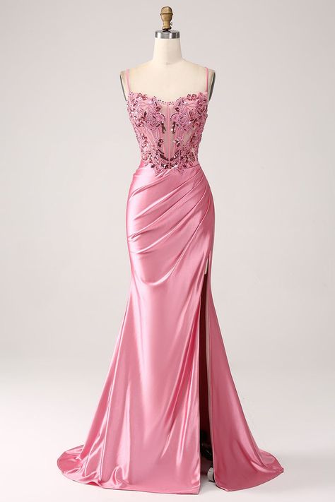 Corset Prom Dress, Sequin Corset, Prom Dress Inspo, Deb Dresses, Classy Prom Dresses, Stunning Prom Dresses, Corset Dress Prom, Pink Mermaid, Prom Dress Inspiration