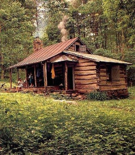 All I Need Is a Little Cabin in the Woods (28 Photos) (20) Old Log Cabin, Sitting On The Porch, Tennessee Cabins, Old Cabins, Old Cabin, Little Cabin In The Woods, Tiny Cabins, Cabin Living, Little Cabin