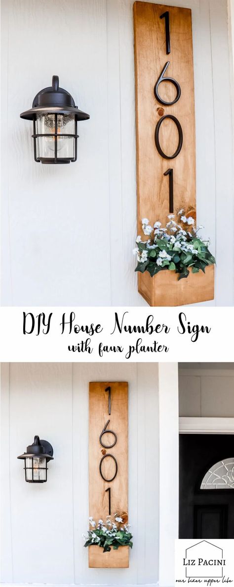 Diy House Number Sign, Diy Address Sign, Diy Farmhouse Ideas, Door Number Sign, Modern House Numbers Sign, Improve Curb Appeal, House Numbers Diy, Diy Baskets, House Address Sign