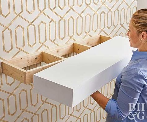 Como hacer estante flotante Shelves Ikea, Ikea Floating Shelves, Shelves Floating, Diy Regal, Shelves Diy, Build Floating Shelves, Regal Design, Floating Shelves Diy, Wood Floating Shelves