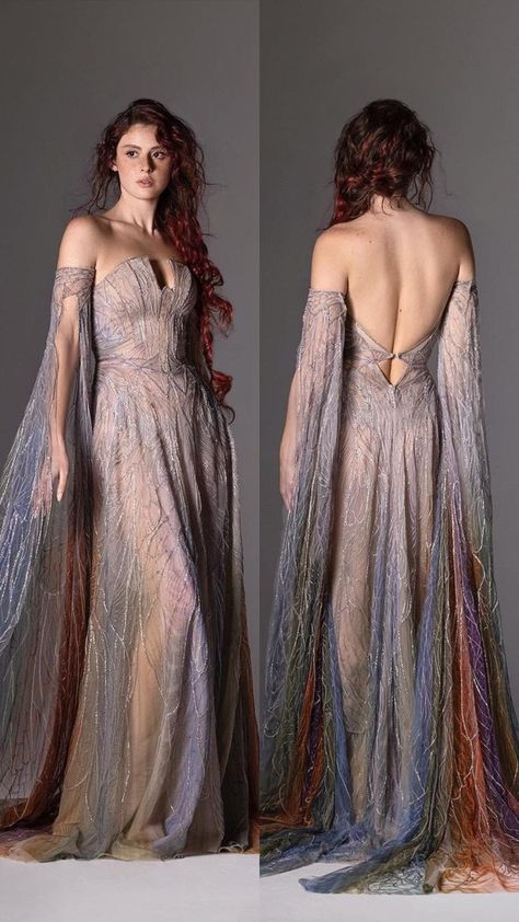 Backless Fantasy Dress, Ethereal Princess Dress, Greek Inspired Formal Dress, Sci Fi Princess Dress, Faerie Ball Gown, Modern Formal Dress, Star Wars Gowns, Dorne Aesthetic Clothes, Fantasy Dress Inspiration