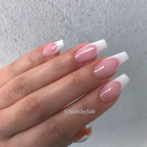 White Tip Acrylic Nails, White Tip Nails, Manicure Designs, Tropical Nails, White Acrylic Nails, French Tip Acrylic Nails, French Acrylic Nails, Long Acrylic Nails Coffin, Tip Nails