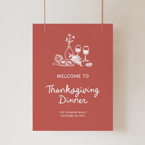 This Fun Thanksgiving Welcome Sign template features quirky illustrations and charming handwritten fonts. It comes in 3 sizes. Access your template within minutes of purchase and edit in TEMPLETT. Wording, font, font color can all be edited, you can also add graphics or a background color to match your event style. Edit, download, and print today! What my Customers are S A Y I N G "Amazing! Great quality, lovely fonts. Will definitely buy more templates from you." Gabrielle "So easy to use and turned out great! Way more affordable than having someone else make & print them." Julianna "Templett was easy to use, quick to personalize and turned out gorgeous on the cardstock I picked. I will definitely be using them again." Andrea D E M O L I N K TRY BEFORE YOU BUY! Copy and paste this URL int Thanksgiving Welcome Sign, Thanksgiving Ads, Thanksgiving Templates, Thanksgiving Sign, Friendsgiving Dinner, Thanksgiving Signs, Quirky Illustration, Welcome Sign Template, Autumn Foliage