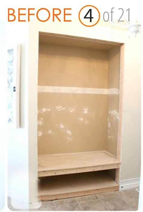 entryway closet demolition Foyer Closet Makeover, Front Closet Makeover, Diy Entryway Ideas, Closet Makeover Bedroom, Entryway Closet Makeover, Coat Closet Makeover, Closet Nook, Entry Nook, Closet Bench